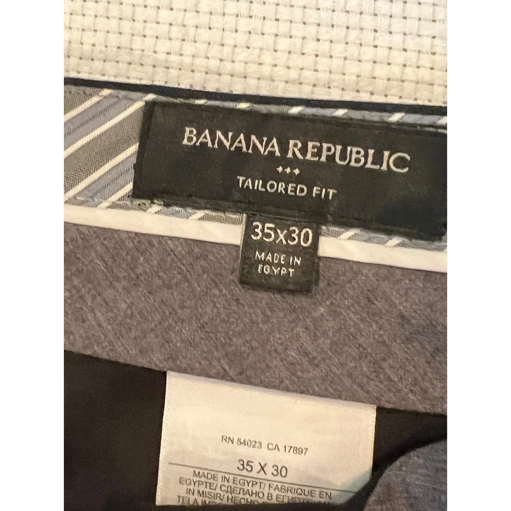 Banana Republic Tailored Fit Mens‎ Dark Charcoal Wool Blend Dress Pants 35x30